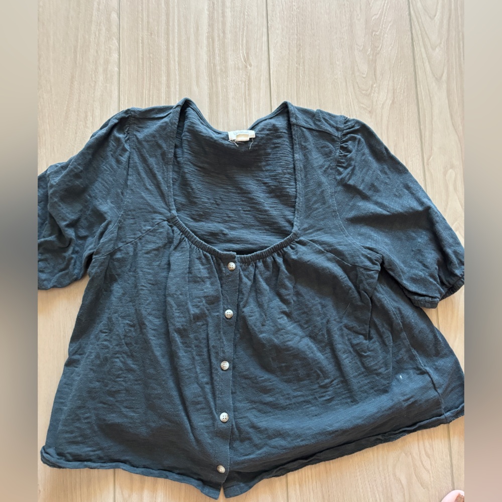 Black Button-Front Women's Top